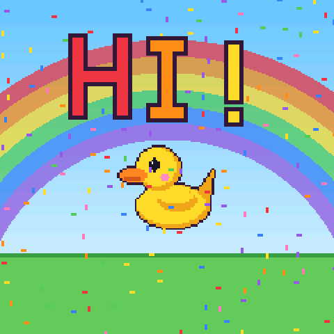 A rainbow, a rubber duck and a big HI!