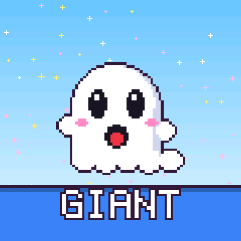 A very big ghost, with GIANT at the bottom